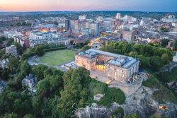 nottingham castle wedding photography drone at sunset